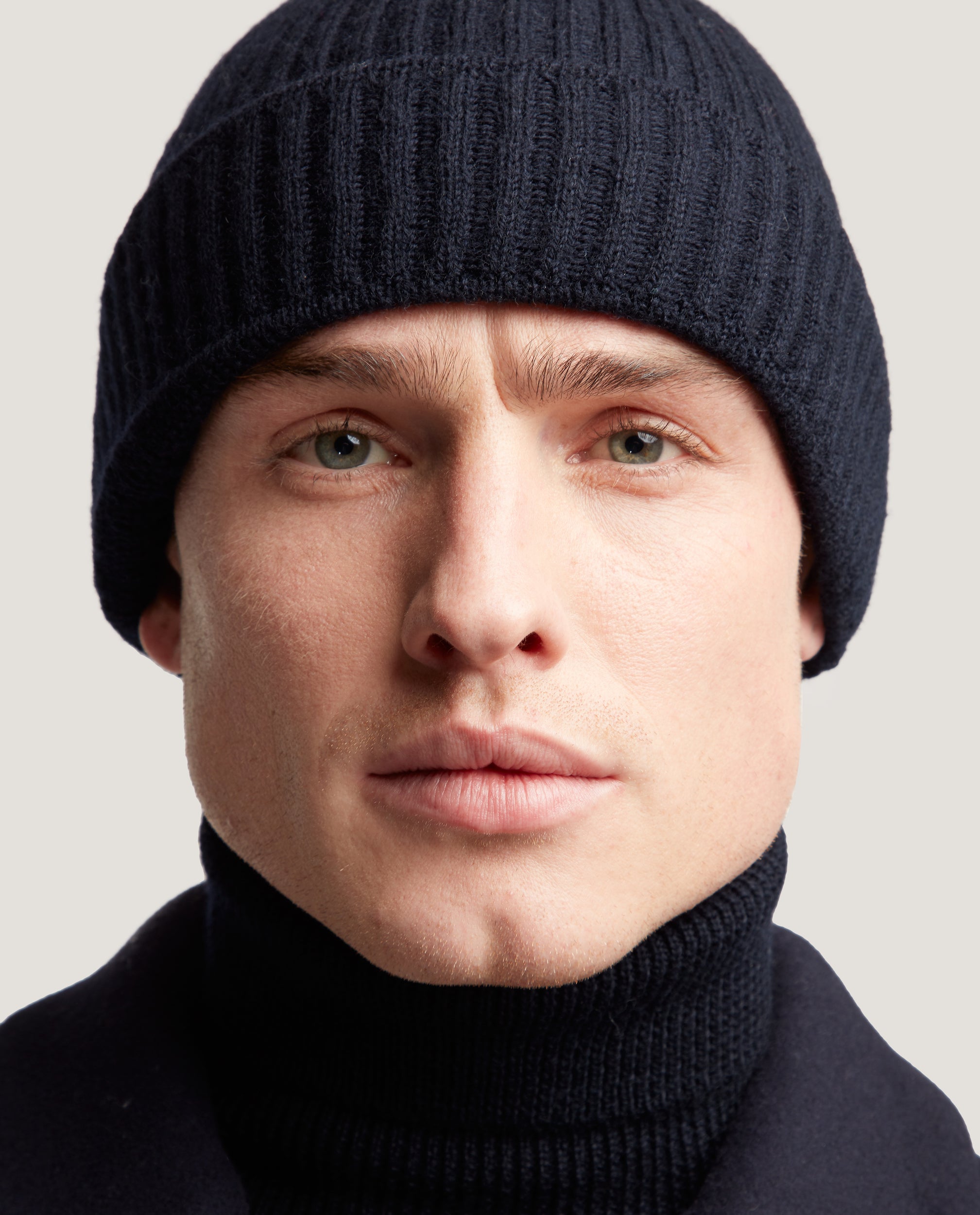 INIGO Ribbed wool beanie | Night Blue