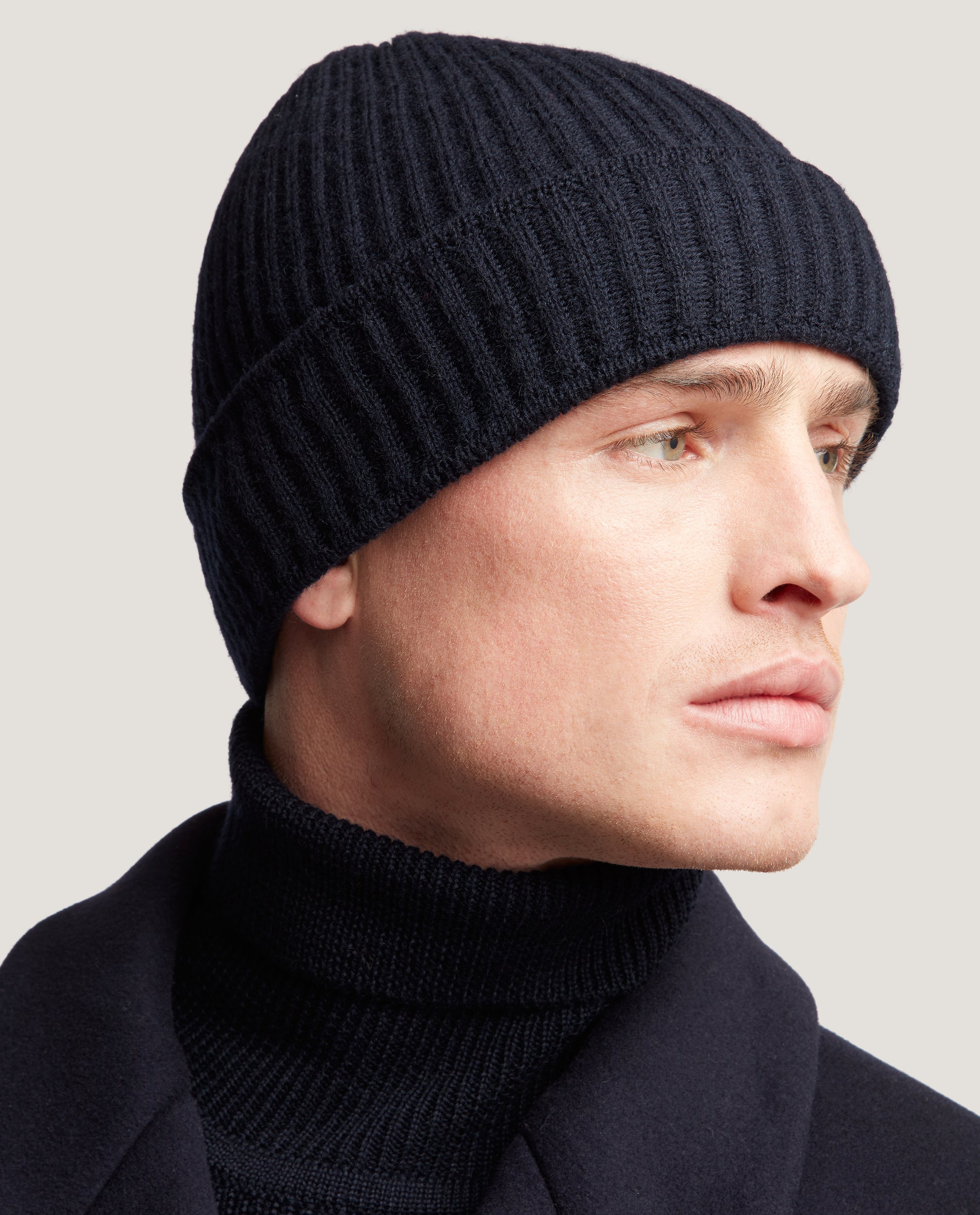 INIGO Ribbed wool beanie | Night Blue