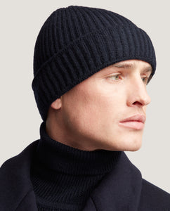 INIGO Ribbed wool beanie | Night Blue